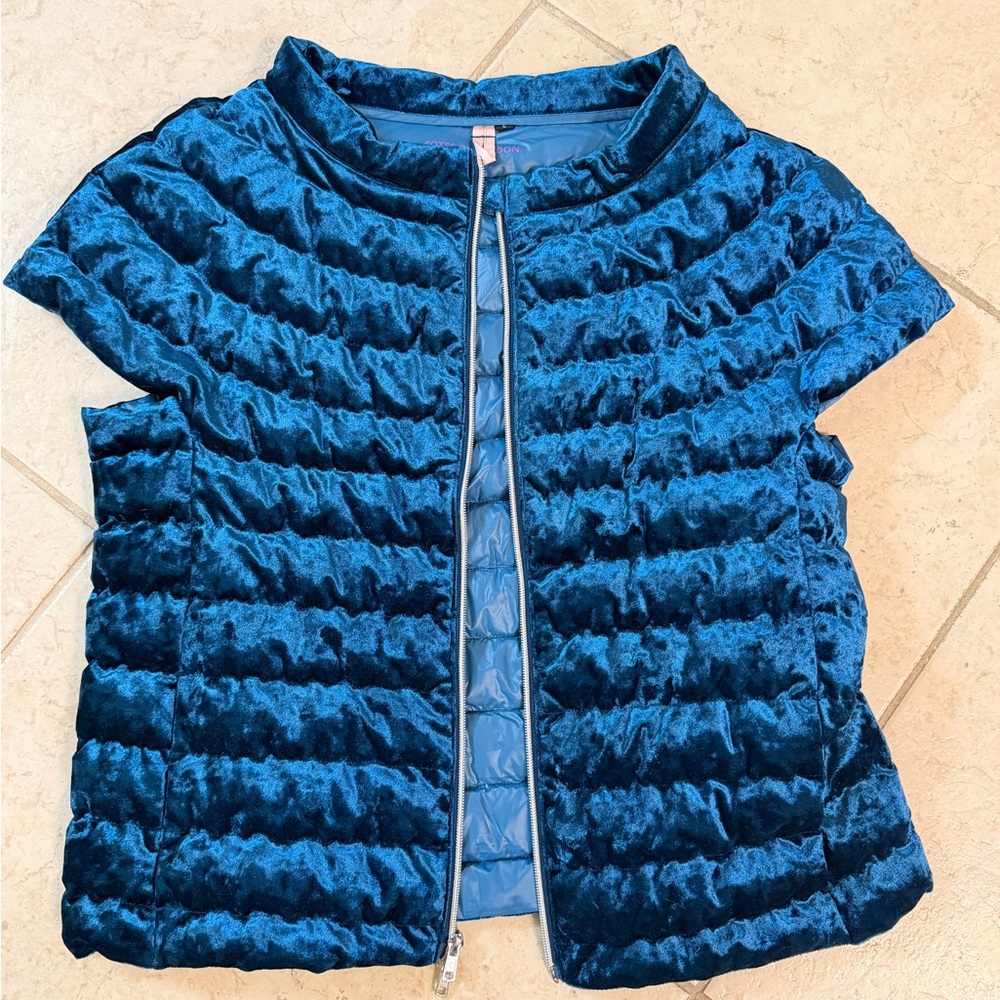 Cotes of London Teal Velour Packable Down Vest. Size L.